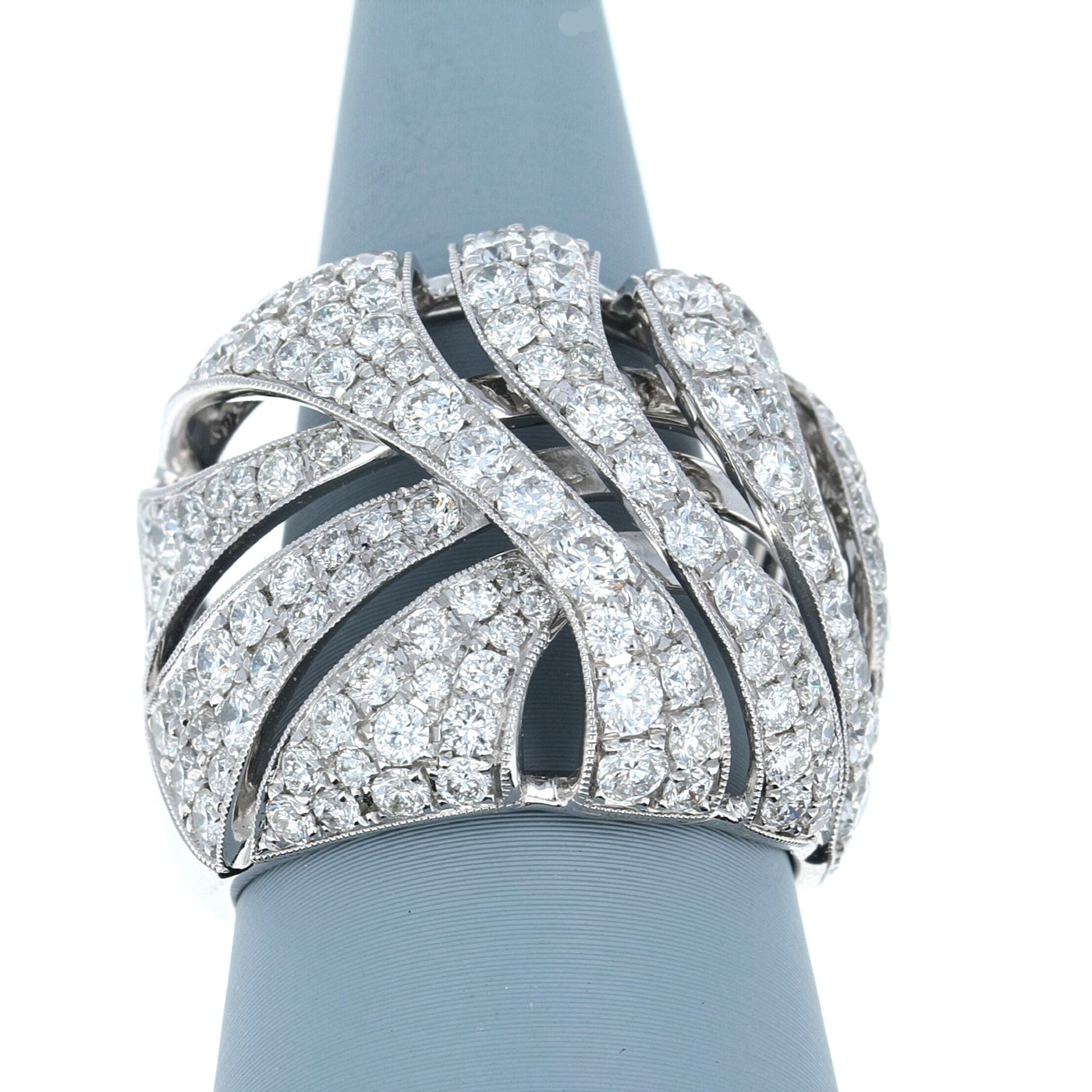 Apparel & Accessories > Jewelry > Rings Diamond Wave Band in 18K White Gold Pierce Custom Jewelers