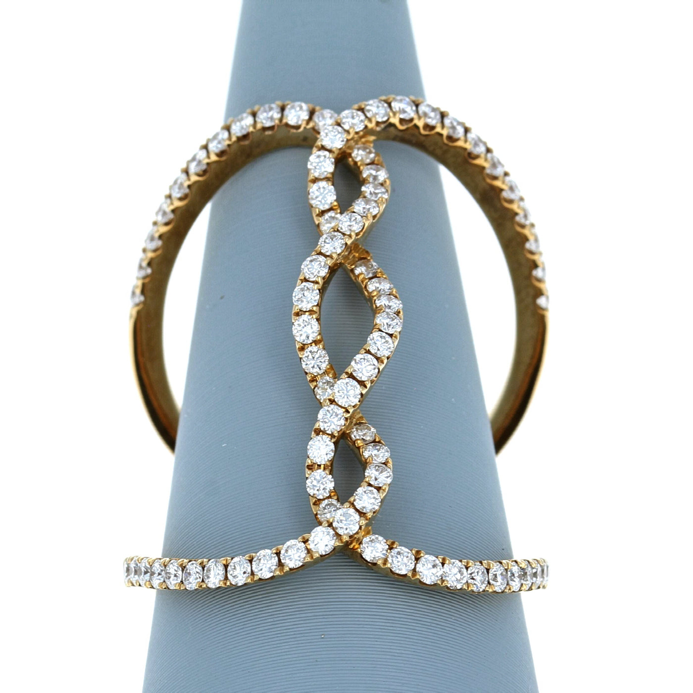 Apparel & Accessories > Jewelry > Rings Diamond Vertical Twist Ring in 18K Yellow Gold Pierce Custom Jewelers