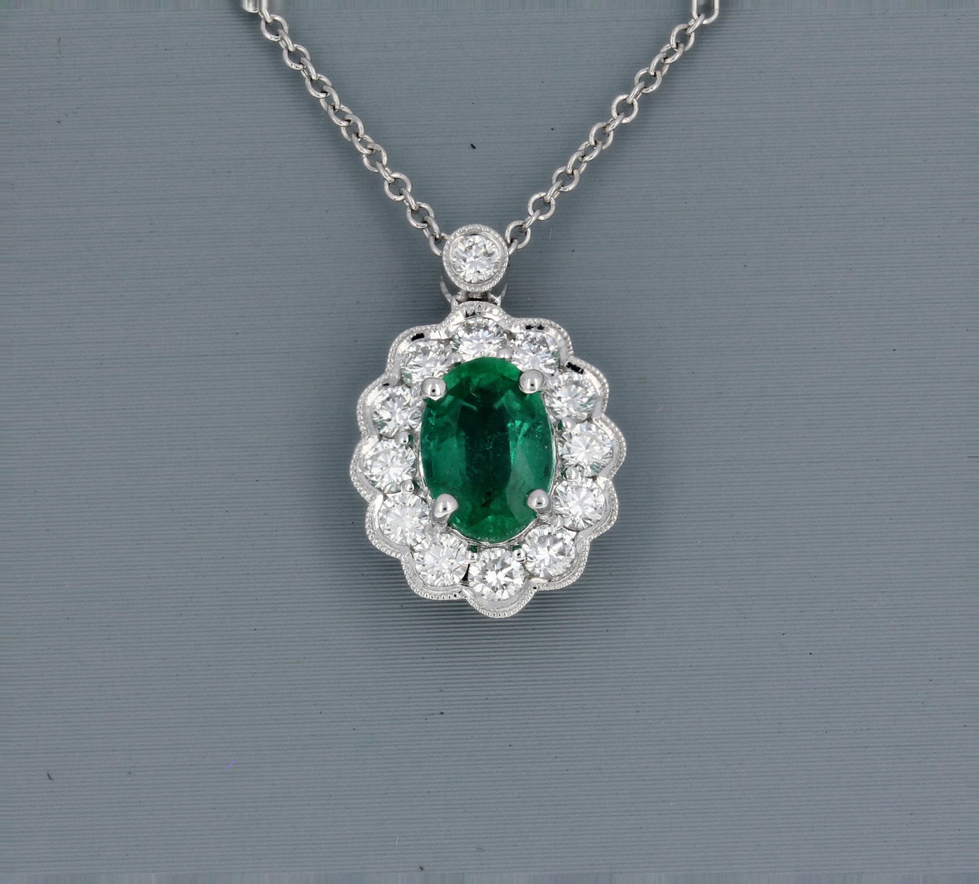 Simon G Emerald and Diamond Pendant in 18K White Gold LP4466