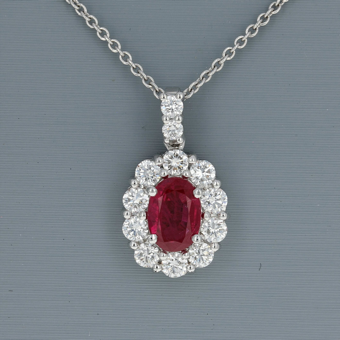 Apparel & Accessories > Jewelry > Necklaces Ruby and Diamond Pendant in 14Kt White Gold Pierce Custom Jewelers
