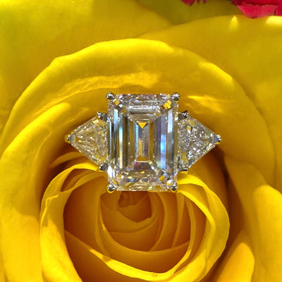Apparel & Accessories > Jewelry > Rings Emerald Cut Three Stone Diamond Ready to Wear 18K White Gold Engagement Ring Pierce Custom Jewelers
