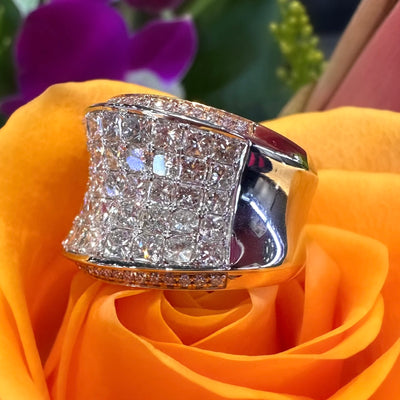Simon G White and Fancy Pink Diamond Ring in 18K White and Rose Gold MR1720