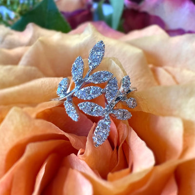 Apparel & Accessories > Jewelry > Rings Zeghani Diamond Leaf 14K White Gold Wrap Ring ZR2483 Pierce Custom Jewelers