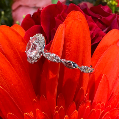 Apparel & Accessories > Jewelry > Rings Uneek Halo Semi Mount Diamond Engagement 14K White Gold Ring Pierce Custom Jewelers