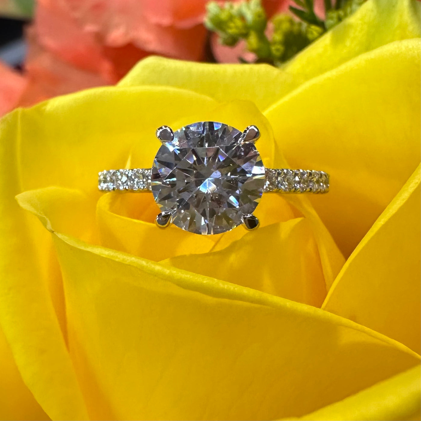 Apparel & Accessories > Jewelry > Rings A. Jaffe A. Jaffe Under Halo Diamond Side Stone 14K White Gold Engagement Ring ME1865Q/244 Pierce Custom Jewelers