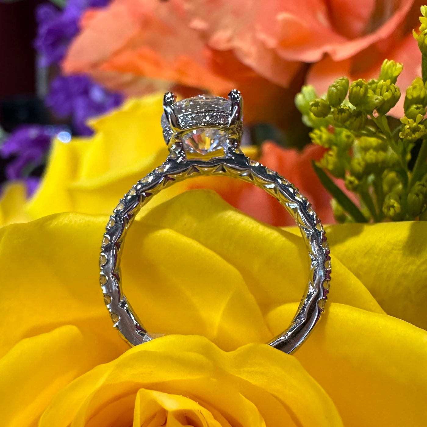 Apparel & Accessories > Jewelry > Rings A. Jaffe A. Jaffe Under Halo Diamond Side Stone 14K White Gold Engagement Ring ME1865Q/244 Pierce Custom Jewelers