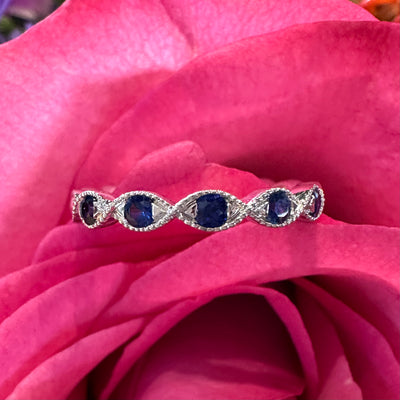 Apparel & Accessories > Jewelry > Rings Zeghani Sapphire Twisted Stackable Band 14K White Gold Ring ZR1609 Pierce Custom Jewelers