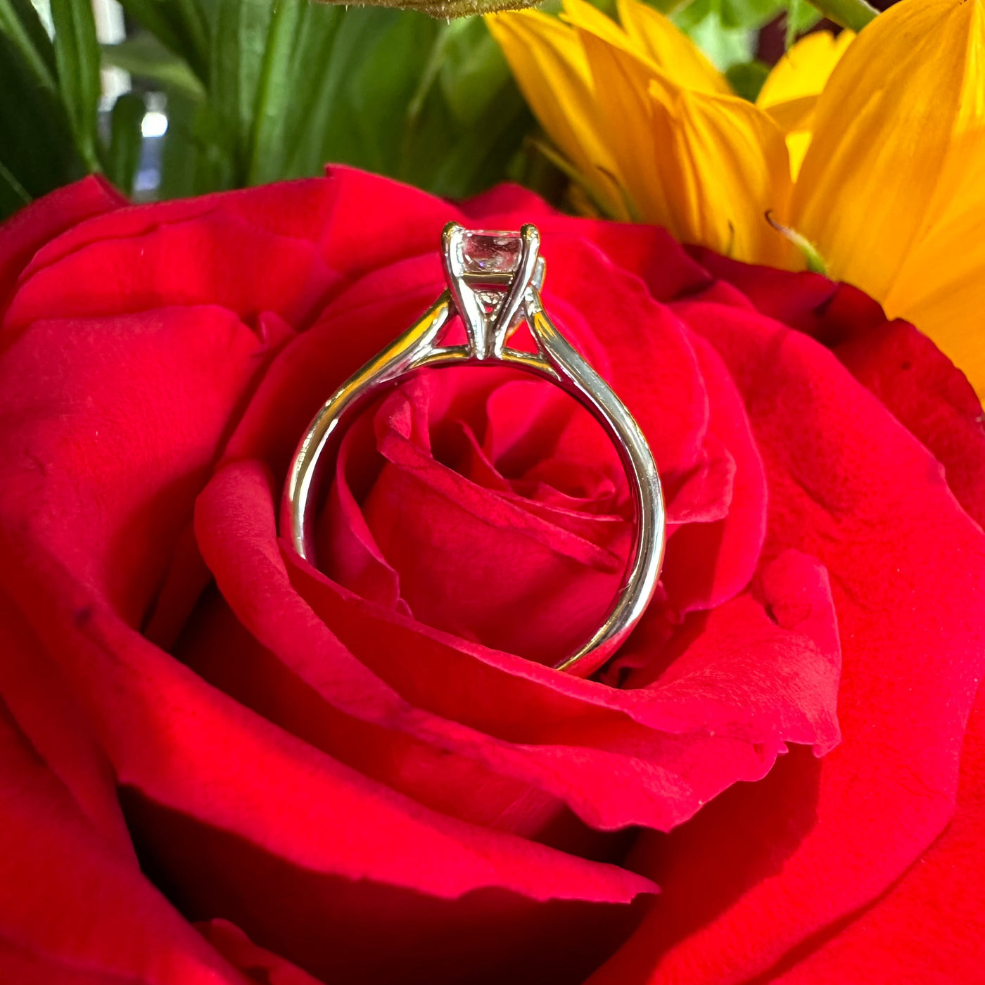 Apparel & Accessories > Jewelry > Rings 0.63 Carat Princess Cut Diamond Solitaire 14K White Gold Engagement Ring Pierce Custom Jewelers