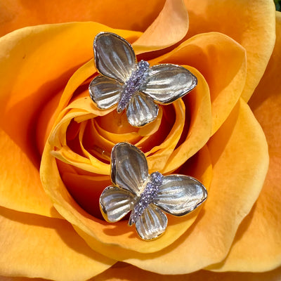 Apparel & Accessories > Jewelry > Earrings Simon G Butterfly Earrings with Diamond Accents in 18K Yellow Gold DE271 Pierce Custom Jewelers