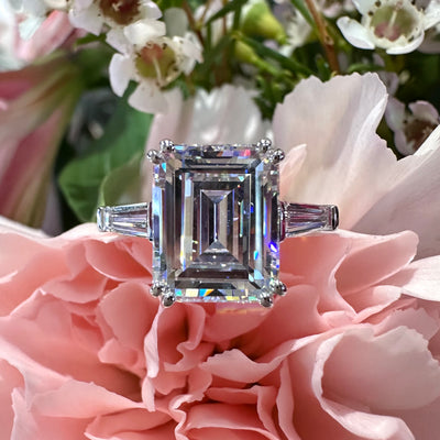 Apparel & Accessories > Jewelry > Rings Simon G Emerald and Tapered Baguette Three Stone 18K White Gold Semi Mount Engagement Ring LR4015 Pierce Custom Jewelers