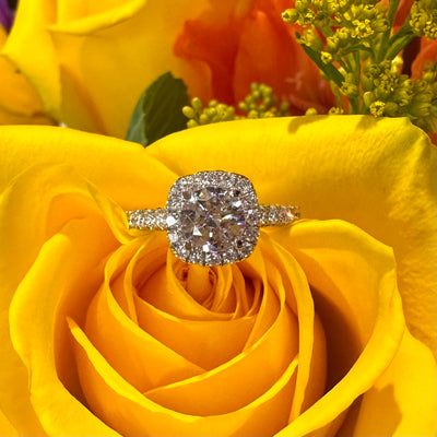 Apparel & Accessories > Jewelry > Rings A. Jaffe Diamond Halo 14K White Gold Engagement Ring MESRD2503Q/167 Pierce Custom Jewelers