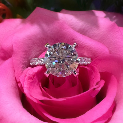 Apparel & Accessories > Jewelry > Rings  Ready to Wear Round Diamond 14K White Gold Engagement Ring Pierce Custom Jewelers