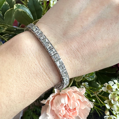 Apparel & Accessories > Jewelry > Bracelets Lance Pierce 15.6 Carat Natural Diamond Tennis Bracelet 14K White Gold Pierce Custom Jewelers