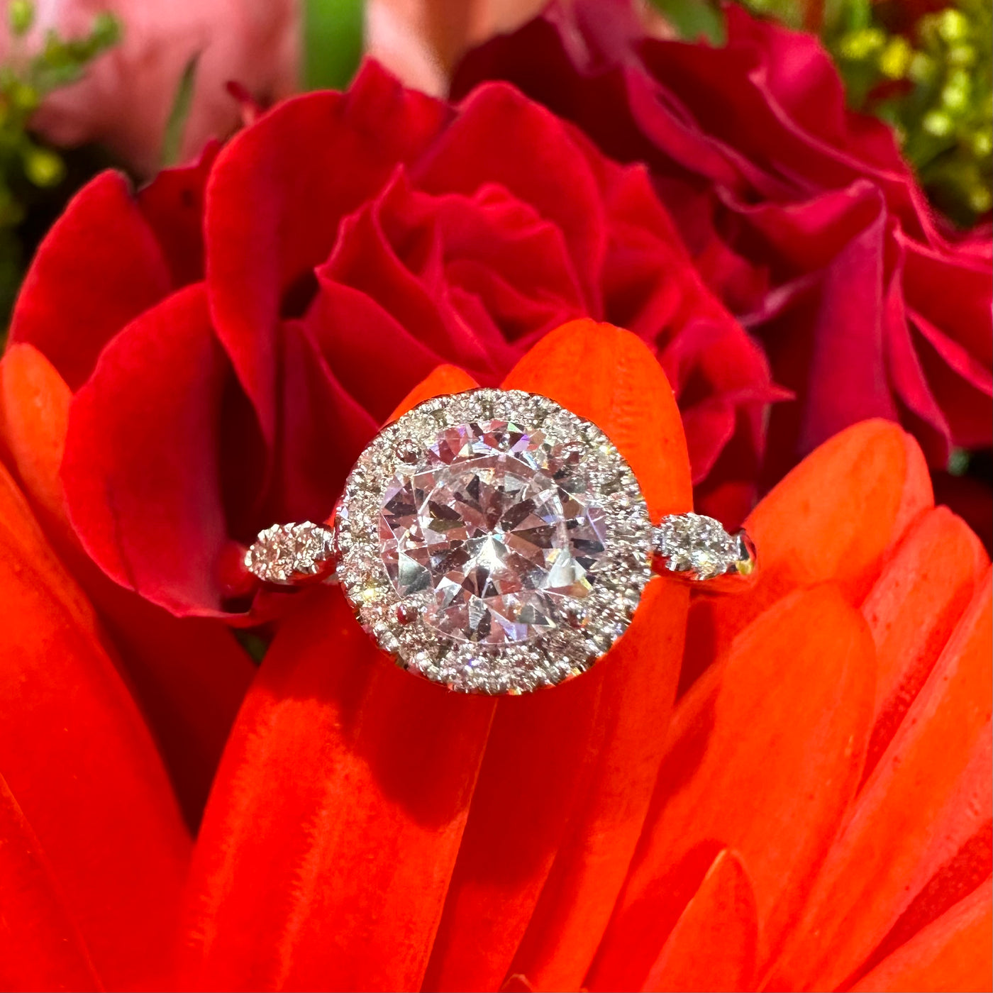 Apparel & Accessories > Jewelry > Rings Uneek Halo Semi Mount Diamond Engagement 14K White Gold Ring Pierce Custom Jewelers