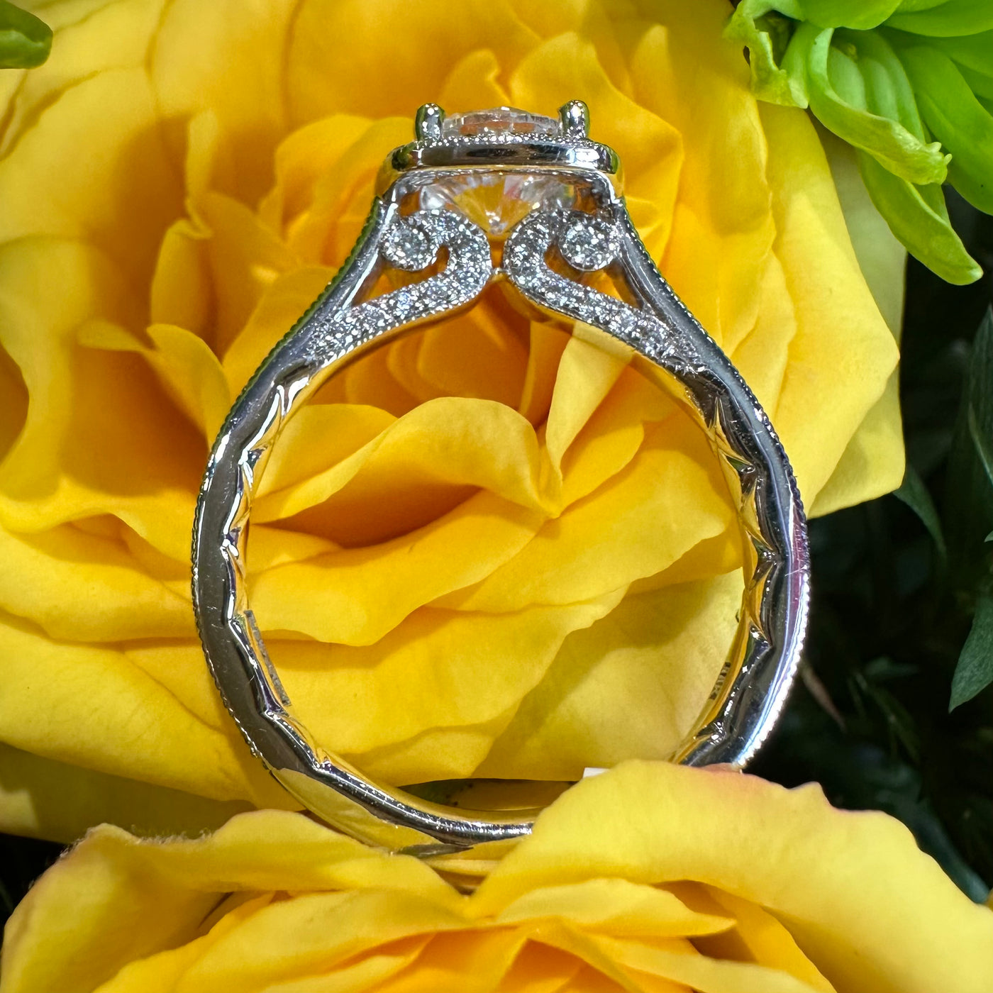 Apparel & Accessories > Jewelry > Rings A. Jaffe Semi Mount Halo Engagement 14K White Gold Ring Pierce Custom Jewelers