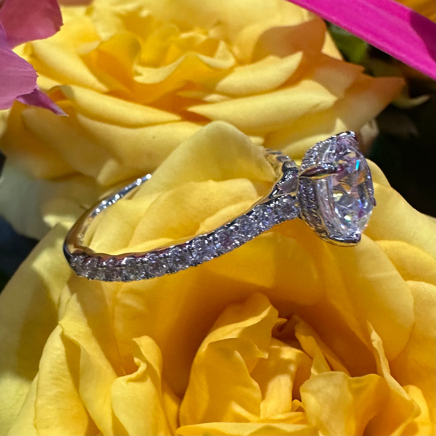 Apparel & Accessories > Jewelry > Rings A. Jaffe 14KT White Gold Semi Mount Diamond Under Halo Engagement Ring ME1865Q/194 Pierce Custom Jewelers