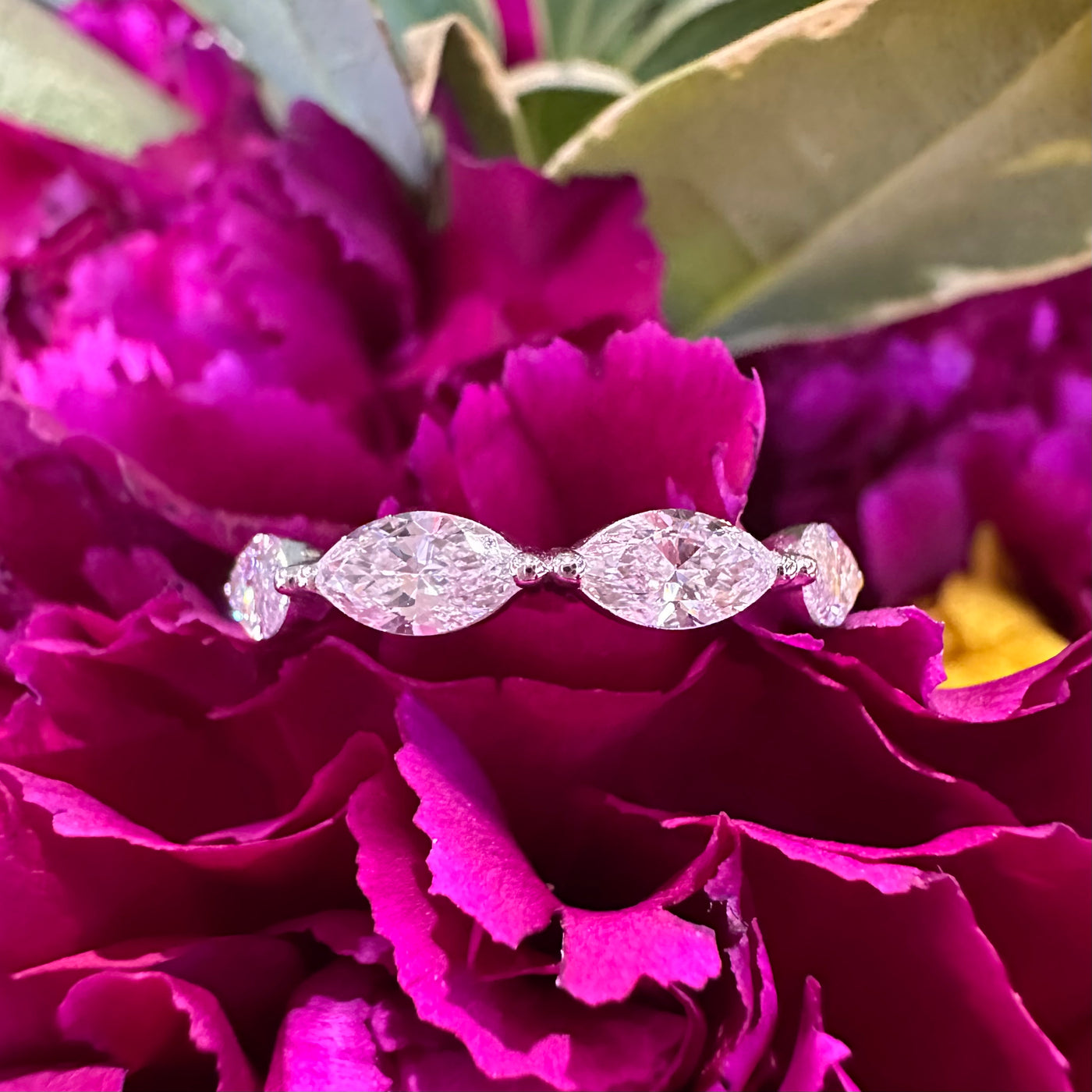 A. JAFFE Marquise Diamond 14K White Gold Band Ring MRCMQ3442Q / 125