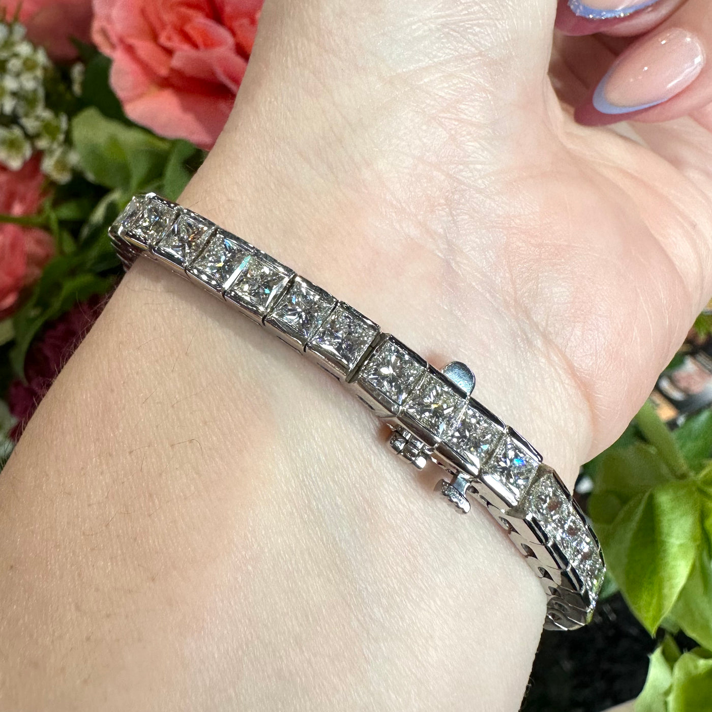 Apparel & Accessories > Jewelry > Bracelets Lance Pierce 15.6 Carat Natural Diamond Tennis Bracelet 14K White Gold Pierce Custom Jewelers