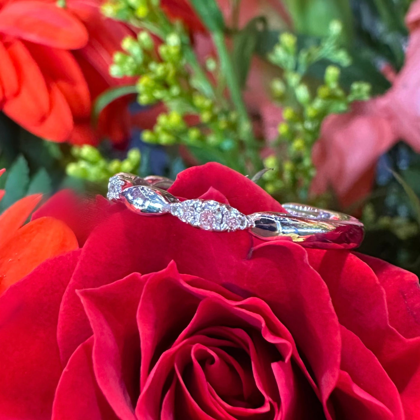 Apparel & Accessories > Jewelry > Rings Uneek Diamond Band 14K White Gold Ring Pierce Custom Jewelers