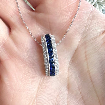 Apparel & Accessories > Jewelry > Necklaces Simon G Blue Sapphire and Diamond Pendant in 18K White Gold LP4677-A Pierce Custom Jewelers