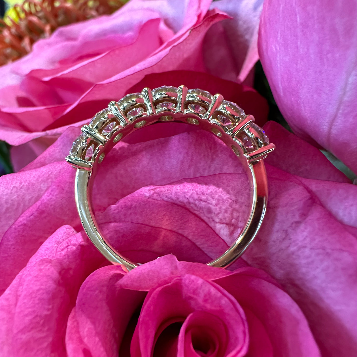 Apparel & Accessories > Jewelry > Rings Diamond Half Eternity Band 18K Yellow Gold Ring Pierce Custom Jewelers
