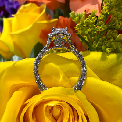 Apparel & Accessories > Jewelry > Rings A. Jaffe Diamond Halo 14K White Gold Engagement Ring MESRD2503Q/167 Pierce Custom Jewelers