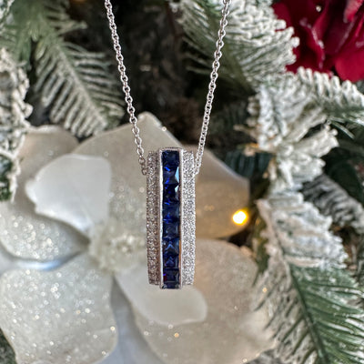 Apparel & Accessories > Jewelry > Necklaces Simon G Blue Sapphire and Diamond Pendant in 18K White Gold LP4677-A Pierce Custom Jewelers