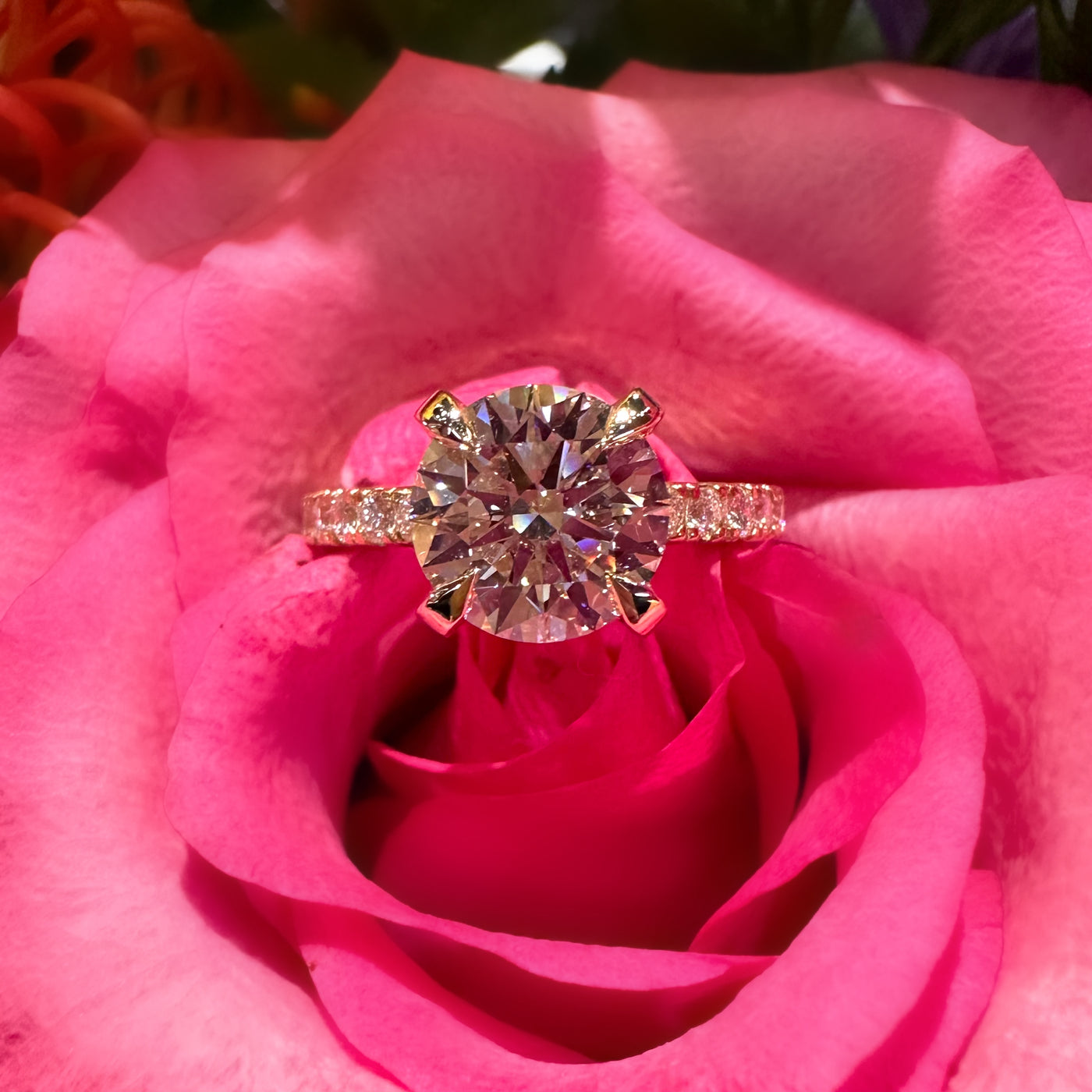 Apparel & Accessories > Jewelry > Rings Ready to Wear Round Diamond 14K Yellow Gold Engagement Ring Pierce Custom Jewelers
