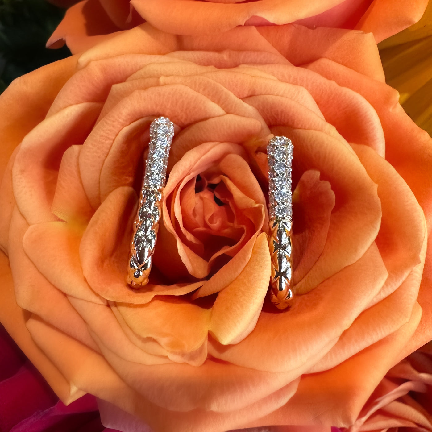 Apparel & Accessories > Jewelry > Earrings A. Jaffe Diamond Quilted U-Shape 14K Yellow Gold Hoop Earrings ER3212A/44 Pierce Custom Jewelers