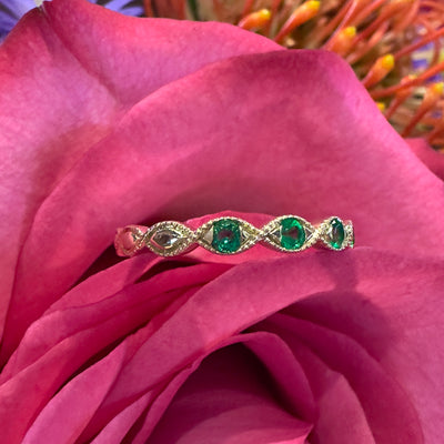 Apparel & Accessories > Jewelry > Rings Zeghani Emerald Twisted Stackable Band 14K Yellow Gold Ring ZR1609-Y Pierce Custom Jewelers