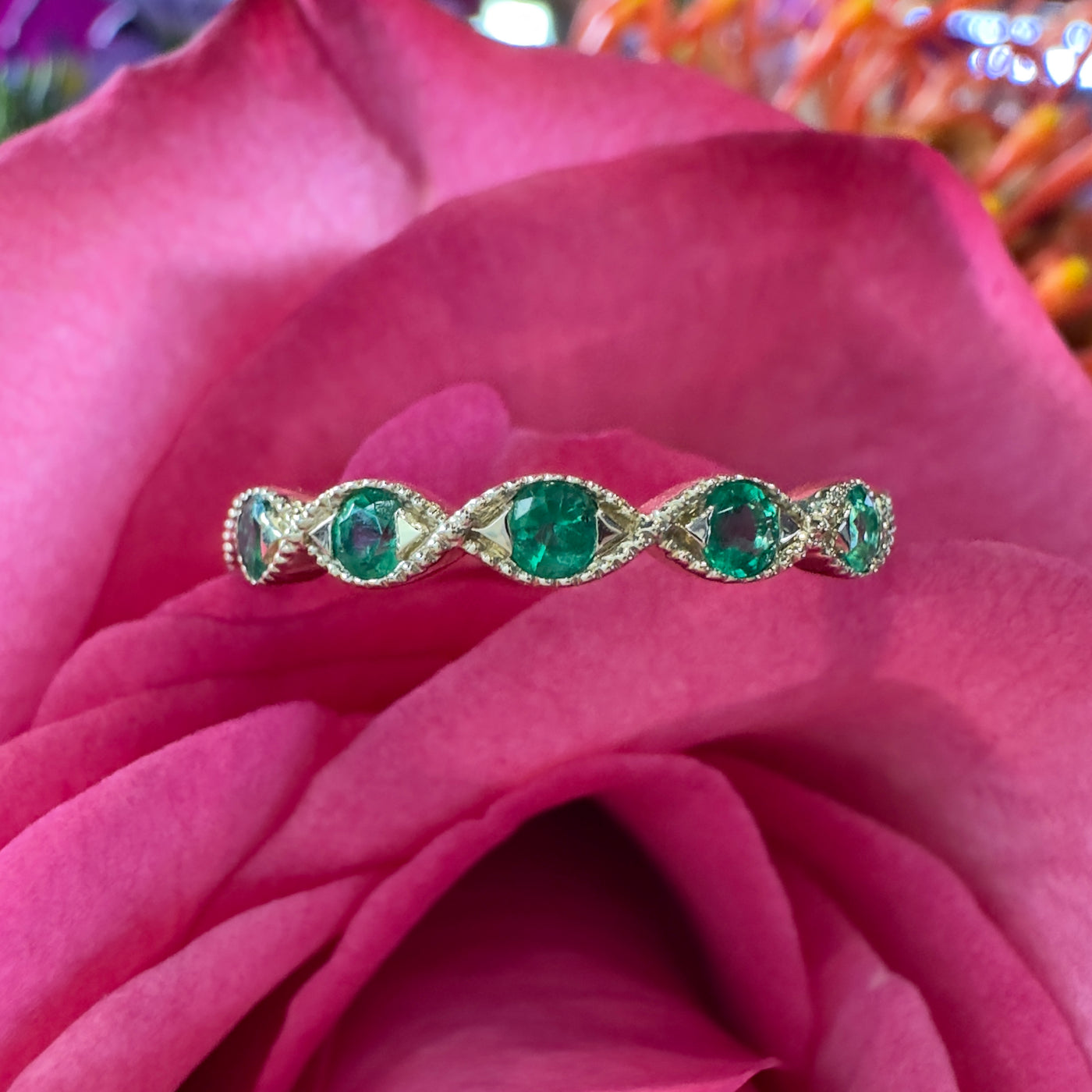 Apparel & Accessories > Jewelry > Rings Zeghani Emerald Twisted Stackable Band 14K Yellow Gold Ring ZR1609-Y Pierce Custom Jewelers