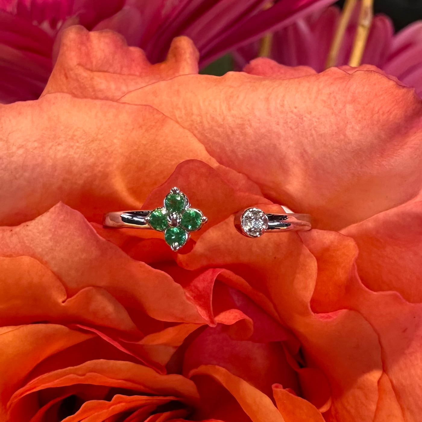 Apparel & Accessories > Jewelry > Rings Zeghani Emerald Diamond Open 14K White Gold Ring ZR2151 Pierce Custom Jewelers