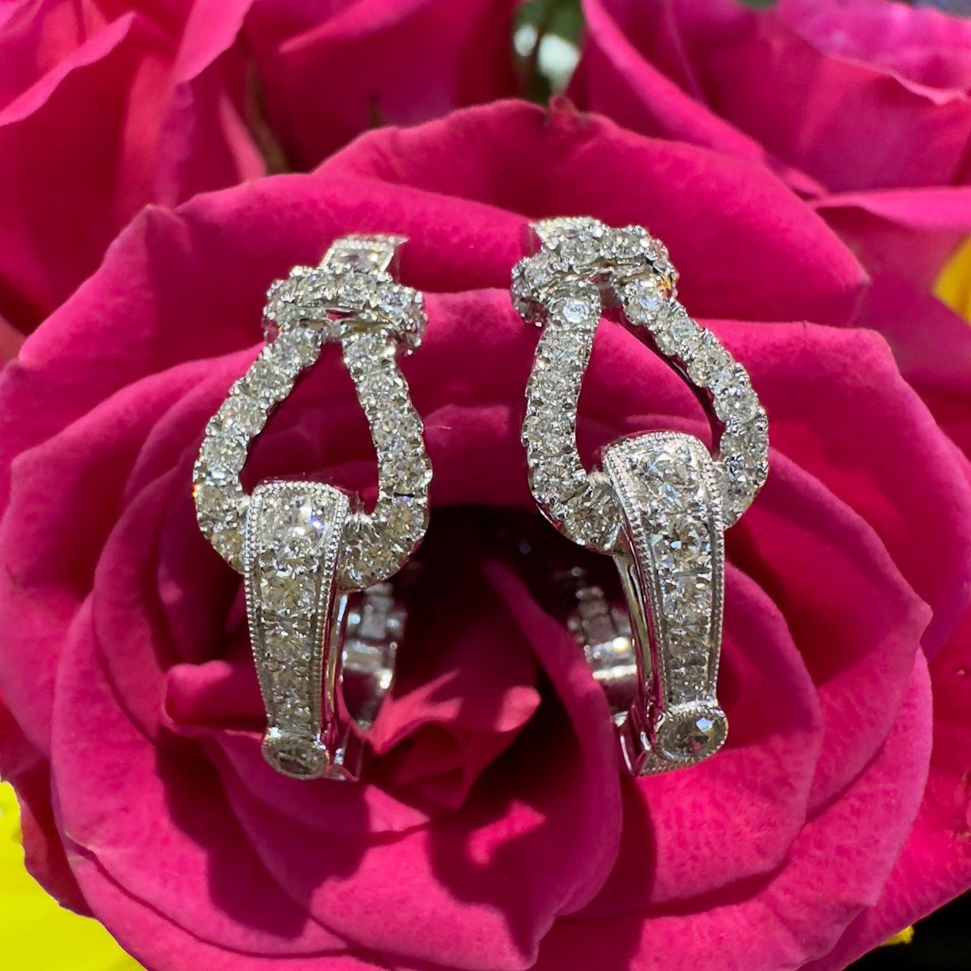 Apparel & Accessories > Jewelry > Earrings Simon G Diamond Buckle Hoop 18K White Gold Earrings LE4702 Pierce Custom Jewelers