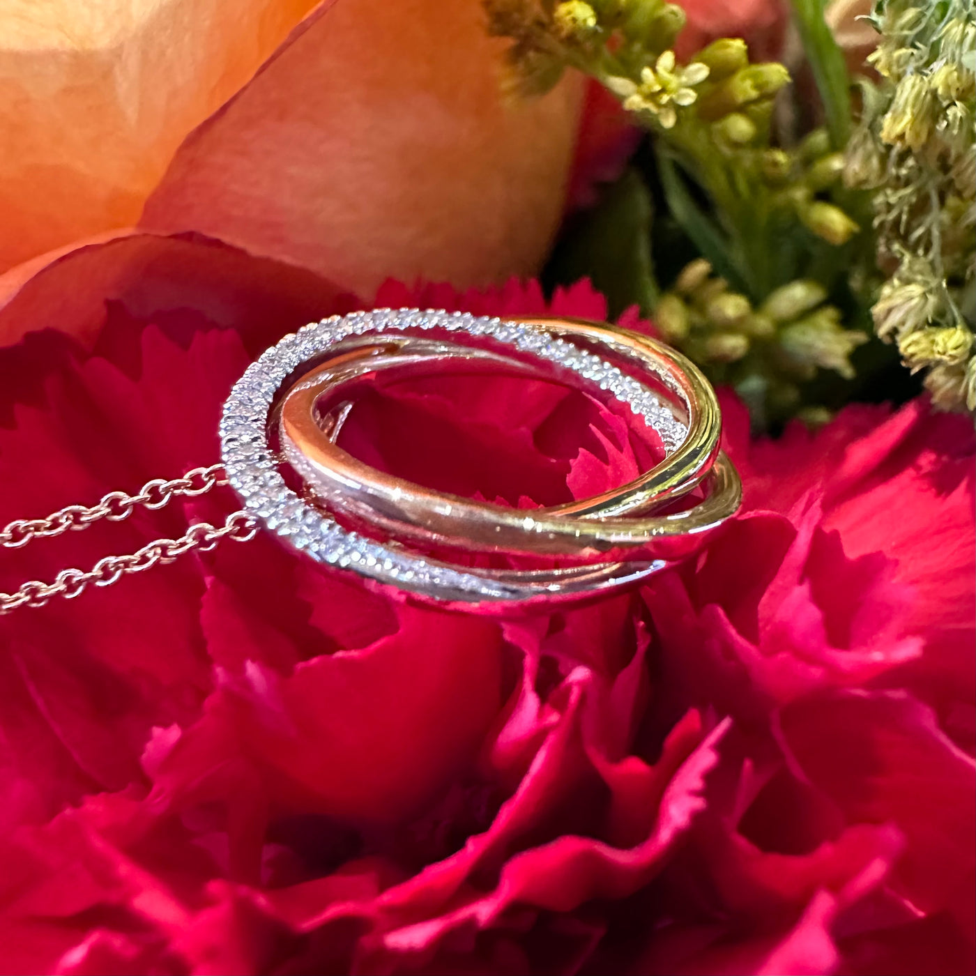 Apparel & Accessories > Jewelry > Necklaces Zeghani Diamond Circle Pendant 14K Tri-Tone Necklace ZP1268 Pierce Custom Jewelers