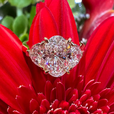  Apparel & Accessories > Jewelry > Rings Diamond Three Stone Oval Ready to Wear 14K Yellow Gold Engagement Ring Pierce Custom Jewelers