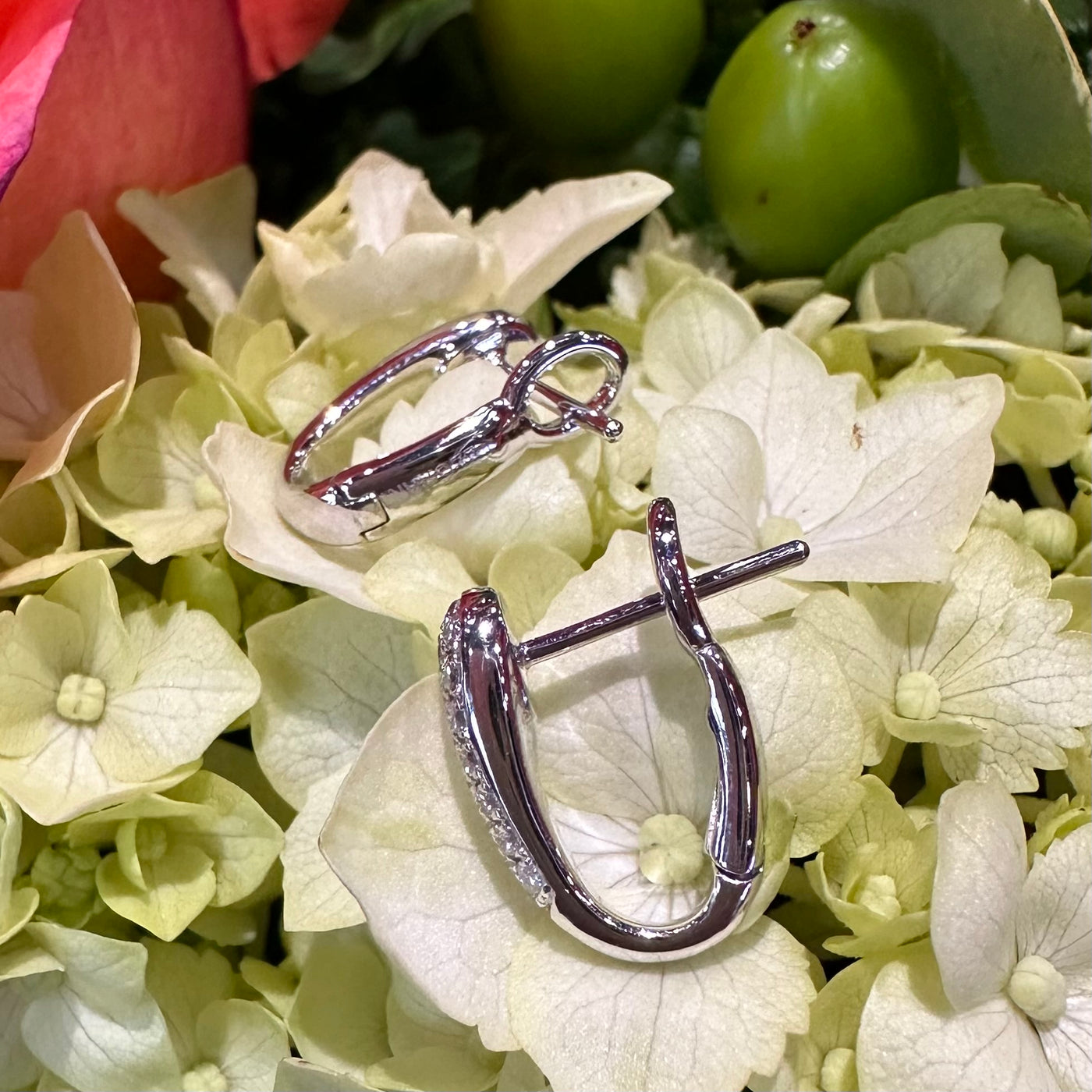 Apparel & Accessories > Jewelry > Earrings Zeghani Diamond 14K White Gold Mini Huggie Hoop Earrings ZE856 Pierce Custom Jewelers