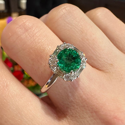 Apparel & Accessories > Jewelry > Rings Simon G. Mosaic Emerald Diamond Ring 18K White Gold LR5003 Pierce Custom Jewelers