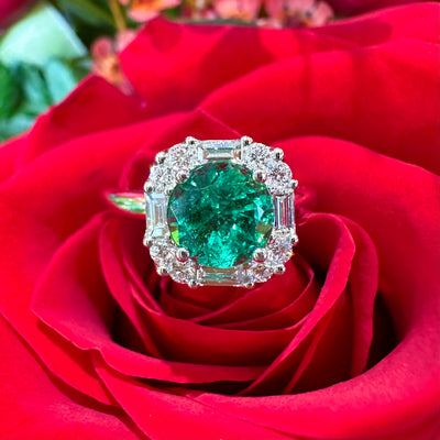 Apparel & Accessories > Jewelry > Rings Simon G. Mosaic Emerald Diamond Ring 18K White Gold LR5003 Pierce Custom Jewelers