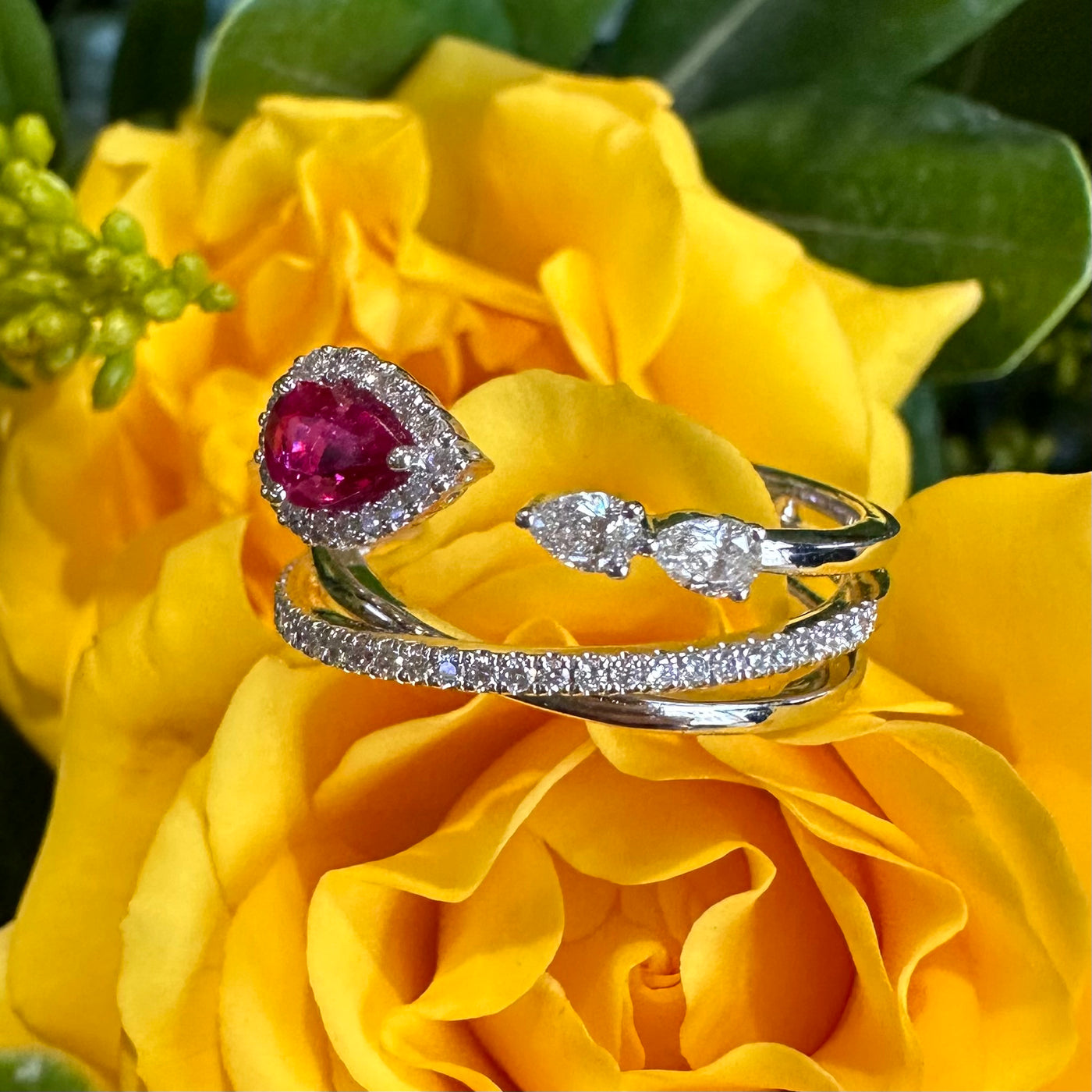 Apparel & Accessories > Jewelry > Rings Simon G Ruby and Diamond Ring in 18K White Gold LR2266 Pierce Custom Jewelers
