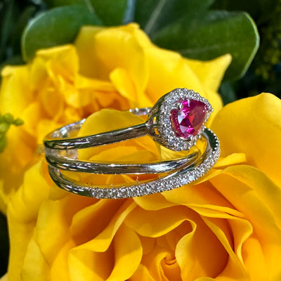 Apparel & Accessories > Jewelry > Rings Simon G Ruby and Diamond Ring in 18K White Gold LR2266 Pierce Custom Jewelers
