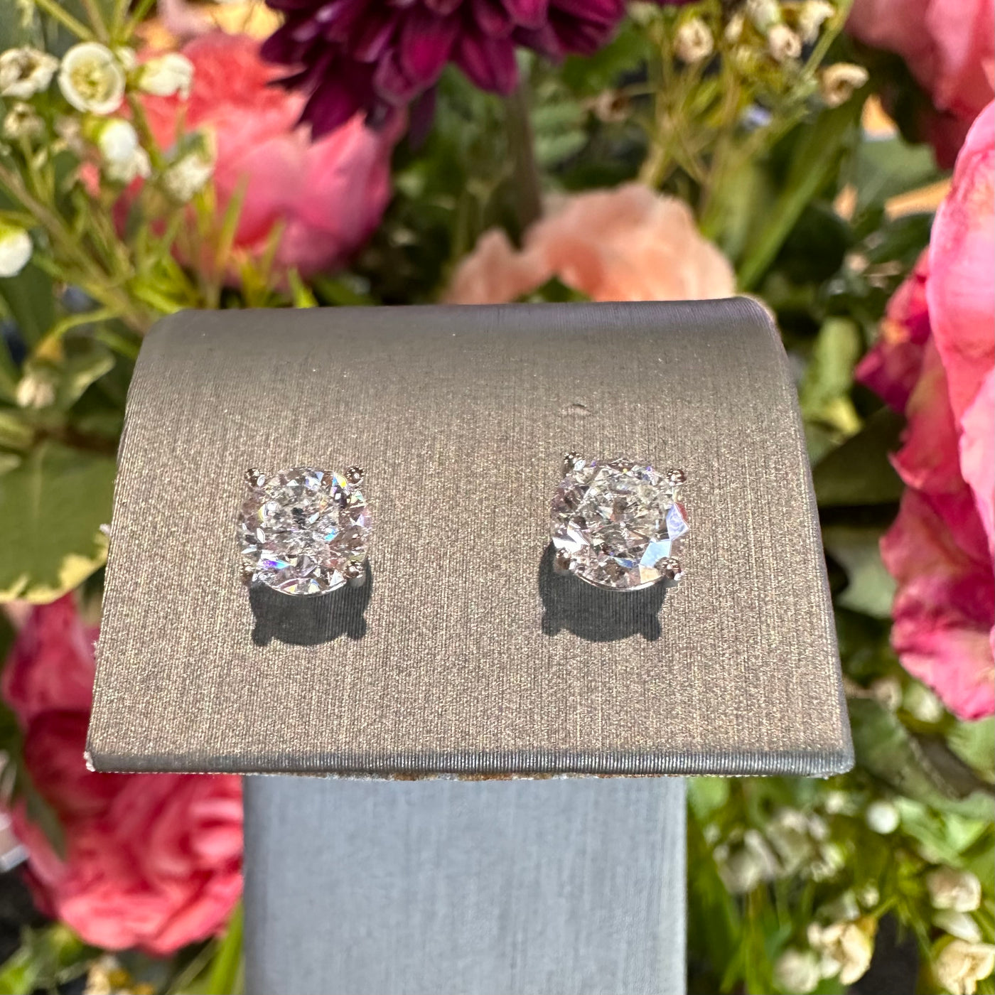 Apparel & Accessories > Jewelry > Earrings Diamond Stud Earrings 14K White Gold 2.02 Total Carats Natural Pierce Custom Jewele