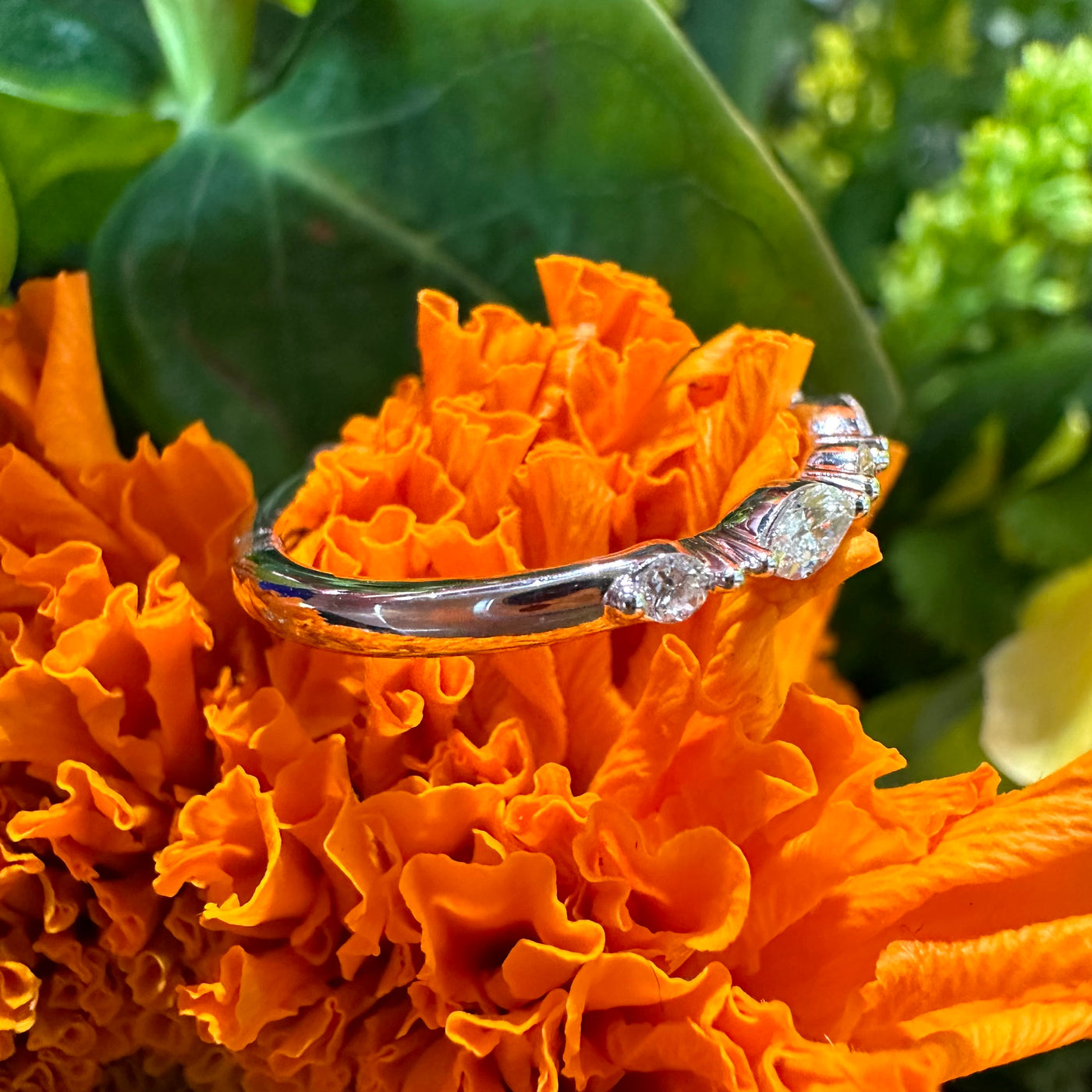 Apparel & Accessories > Jewelry > Rings Stacking Diamond Wedding Band 14K White Gold Ring Pierce Custom Jewelers