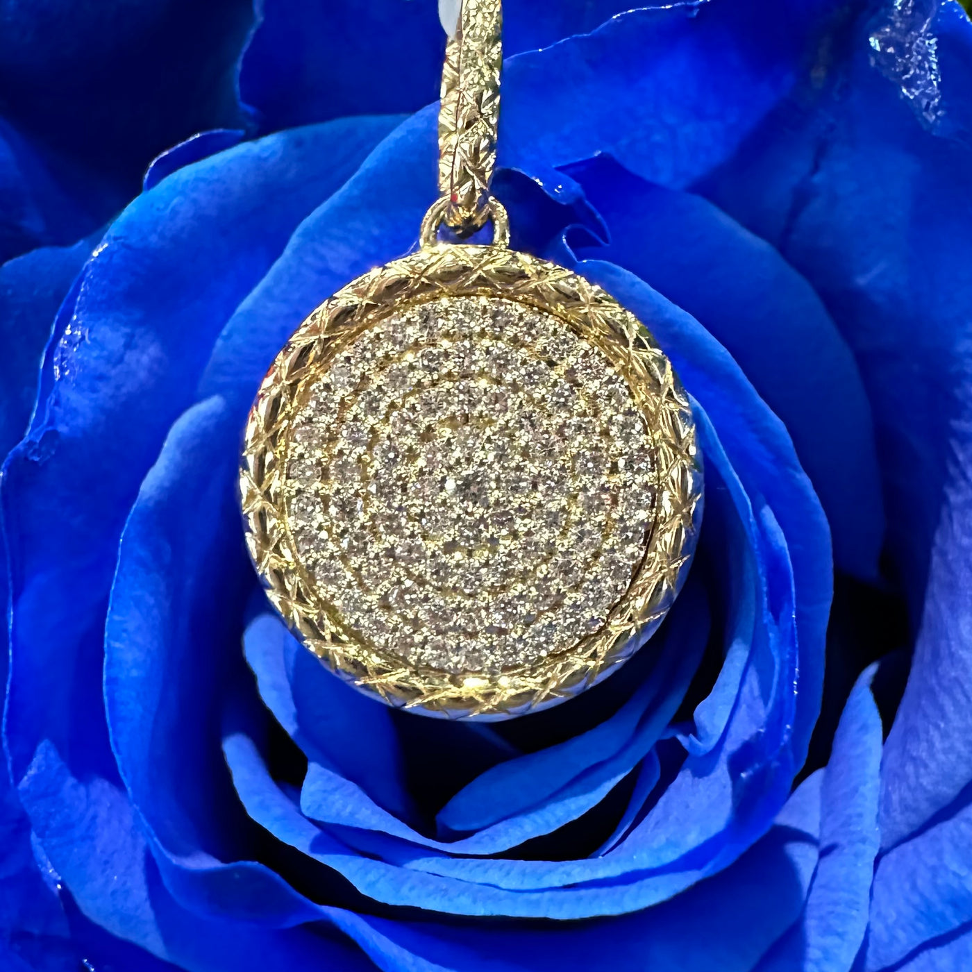 Apparel & Accessories > Jewelry > Necklaces A. Jaffe Circle Disc Diamond Charm Drop Paperclip Pendant Charm 14K Yellow Gold PD3149/40 Pierce Custom Jewelers