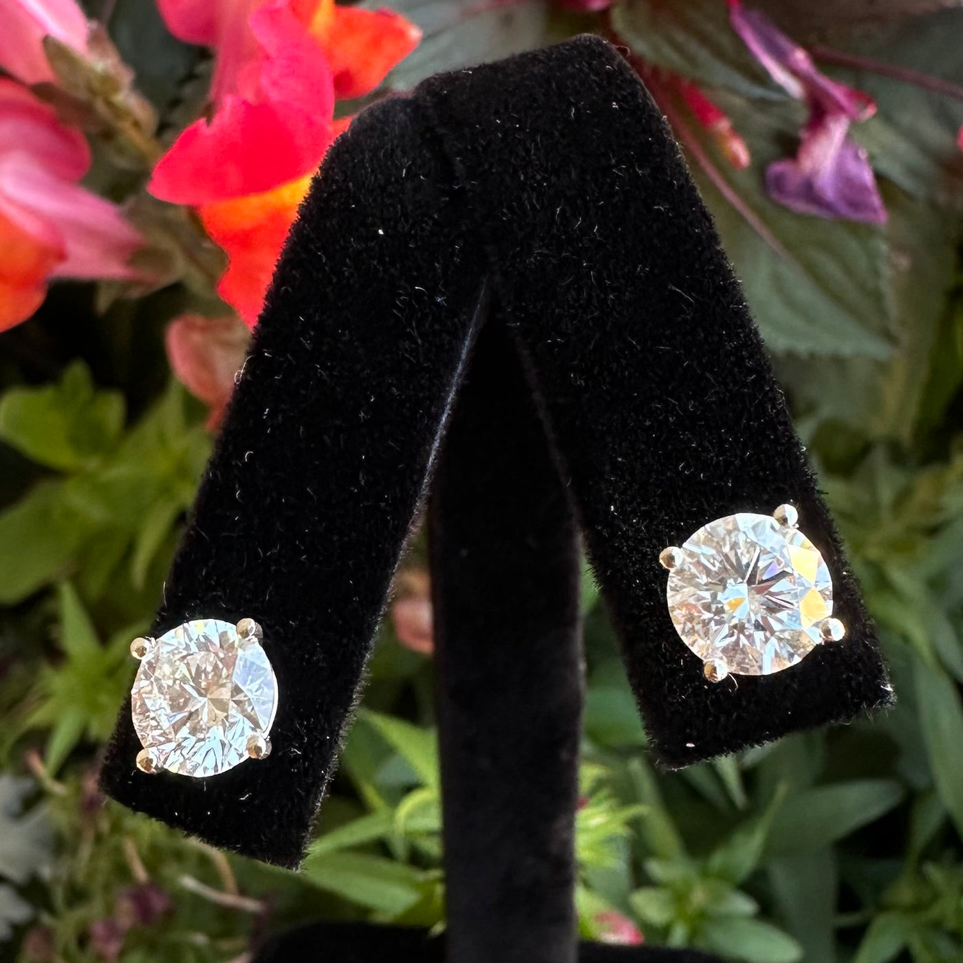 Apparel & Accessories > Jewelry > Earrings Diamond Stud Earrings 14K White Gold 3.12 Total Carats Pierce Custom Jewelers