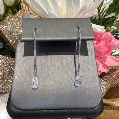 Apparel & Accessories > Jewelry > Earrings Pear Diamond Dangle 14k White Gold Earrings LAB105H3 Pierce Custom Jewelers