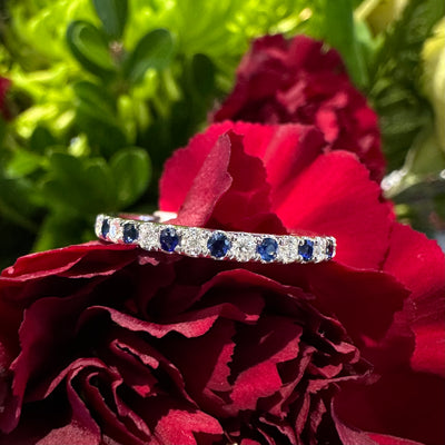 Apparel & Accessories > Jewelry > Rings Sapphire Diamond Band 14K White Gold Ring KAS C8202-SWG Pierce Custom Jewelers