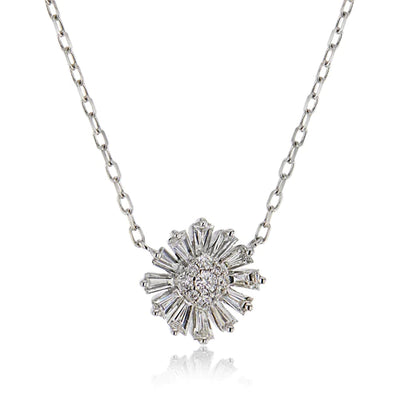  Apparel & Accessories > Jewelry > Necklaces Zeghani Cluster Diamond Flower Pendant 14K White Gold Necklace ZP1202 Pierce Custom Jewelers