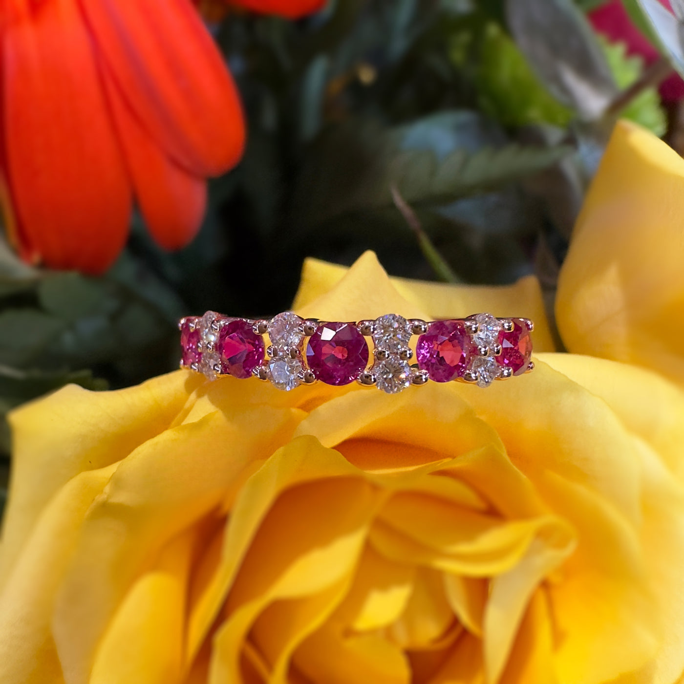 Apparel & Accessories > Jewelry > Rings Zeghani Ruby Diamond Band 14K Rose Gold Ring ZR2233-R Pierce Custom Jewelers