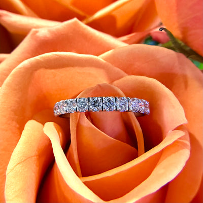 Apparel & Accessories > Jewelry > Rings Eternity Diamond Half Band 14K White Gold Ring Pierce Custom Jewelers