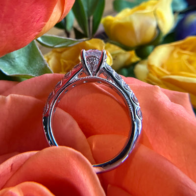 Apparel & Accessories > Jewelry > Rings Ornate Semi Mount Diamond Engagement Ring Pierce Custom Jewelers